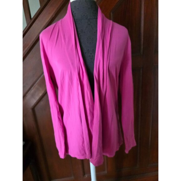 Talbots Petites Medium Pink Pima Open-Front Cardigan Sweater - Picture 1 of 7
